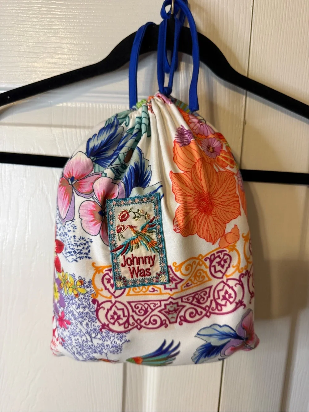 Johnny Was Floral Beach Towel with Storage Pouch